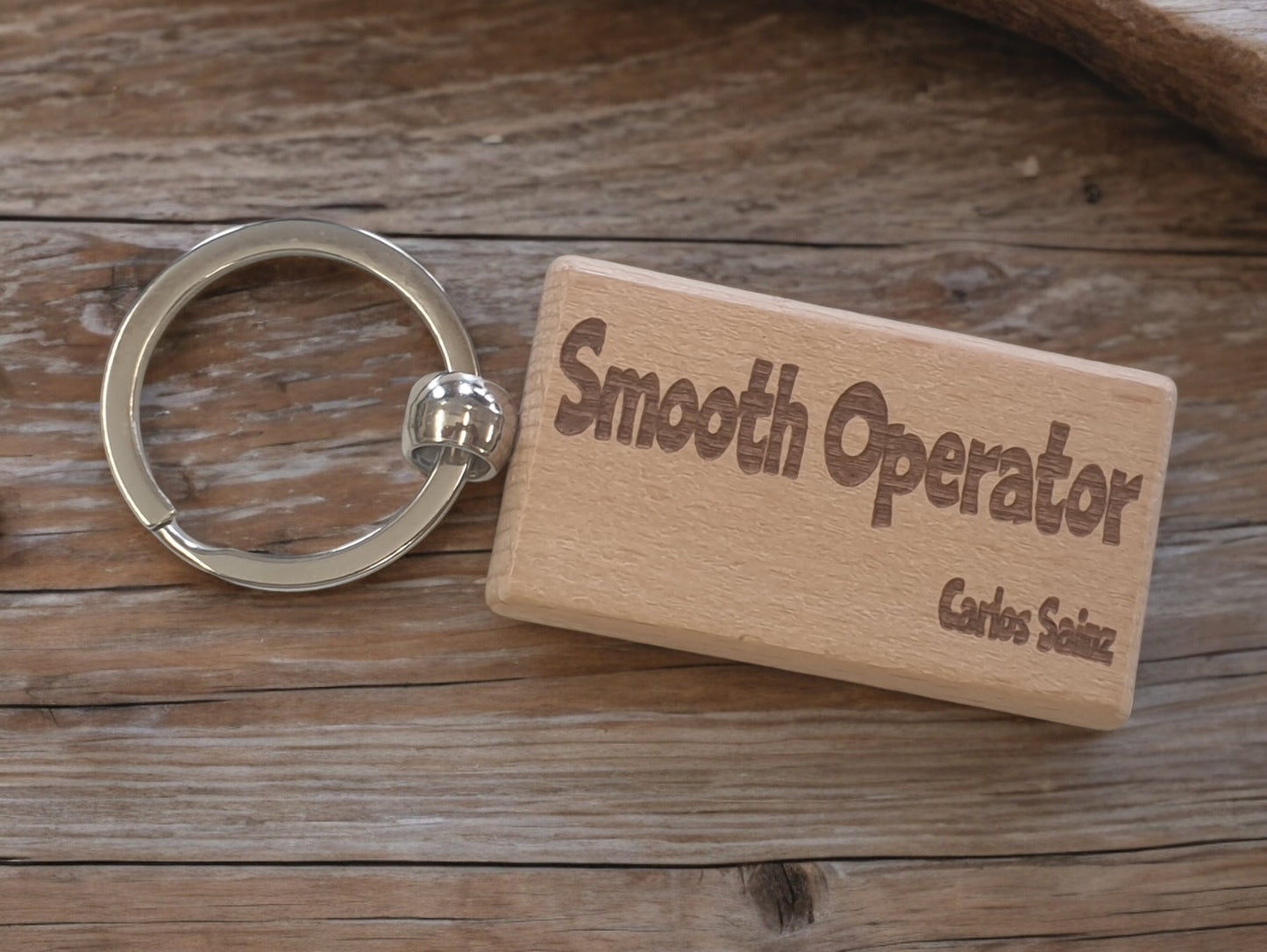 Carlos Sainz Keyring Gift Smooth Operator Engraved Wooden Key Fob Fun Novelty Nice F1 Present