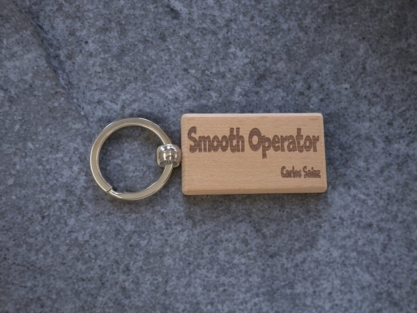 Carlos Sainz Keyring Gift Smooth Operator Engraved Wooden Key Fob Fun Novelty Nice F1 Present