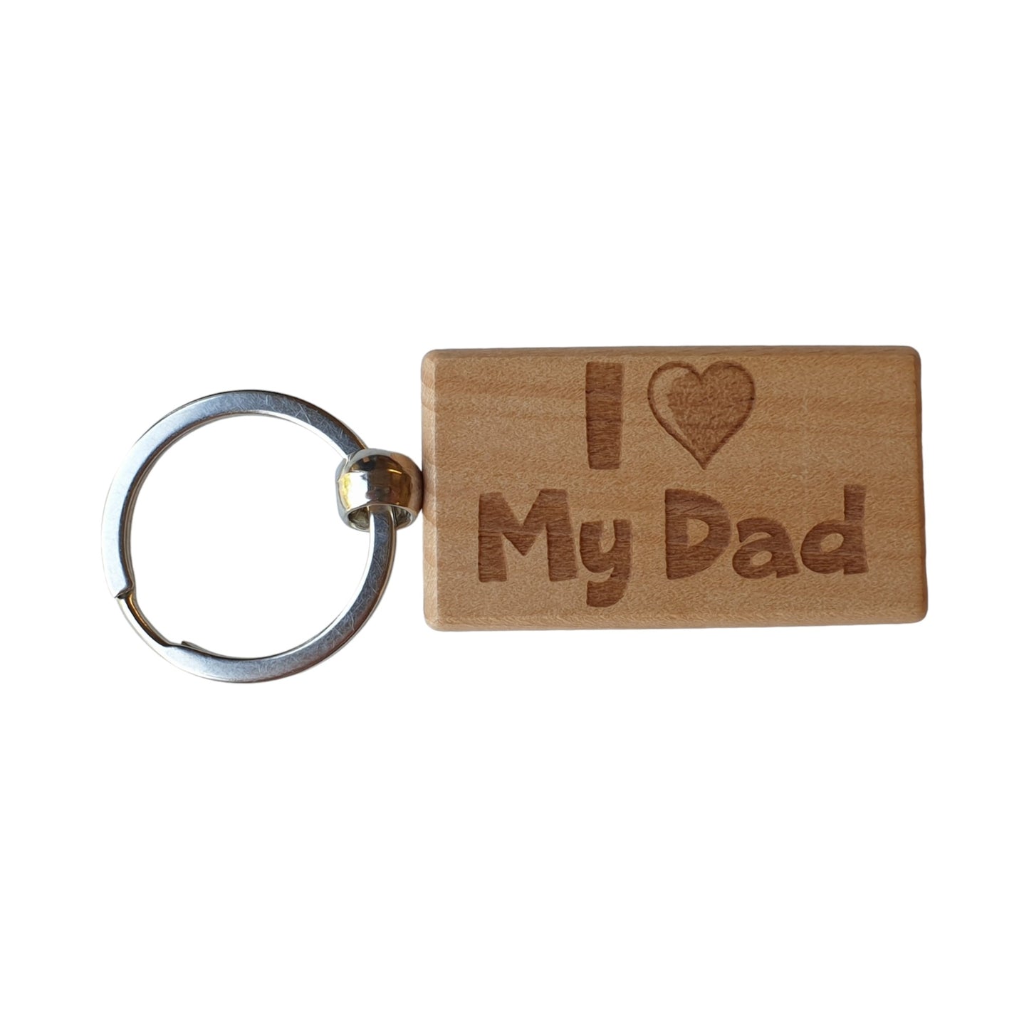 Dad Keyring Gift - I Love Heart My - Cute Engraved Wooden Keyring Funny Novelty Nice Custom Present