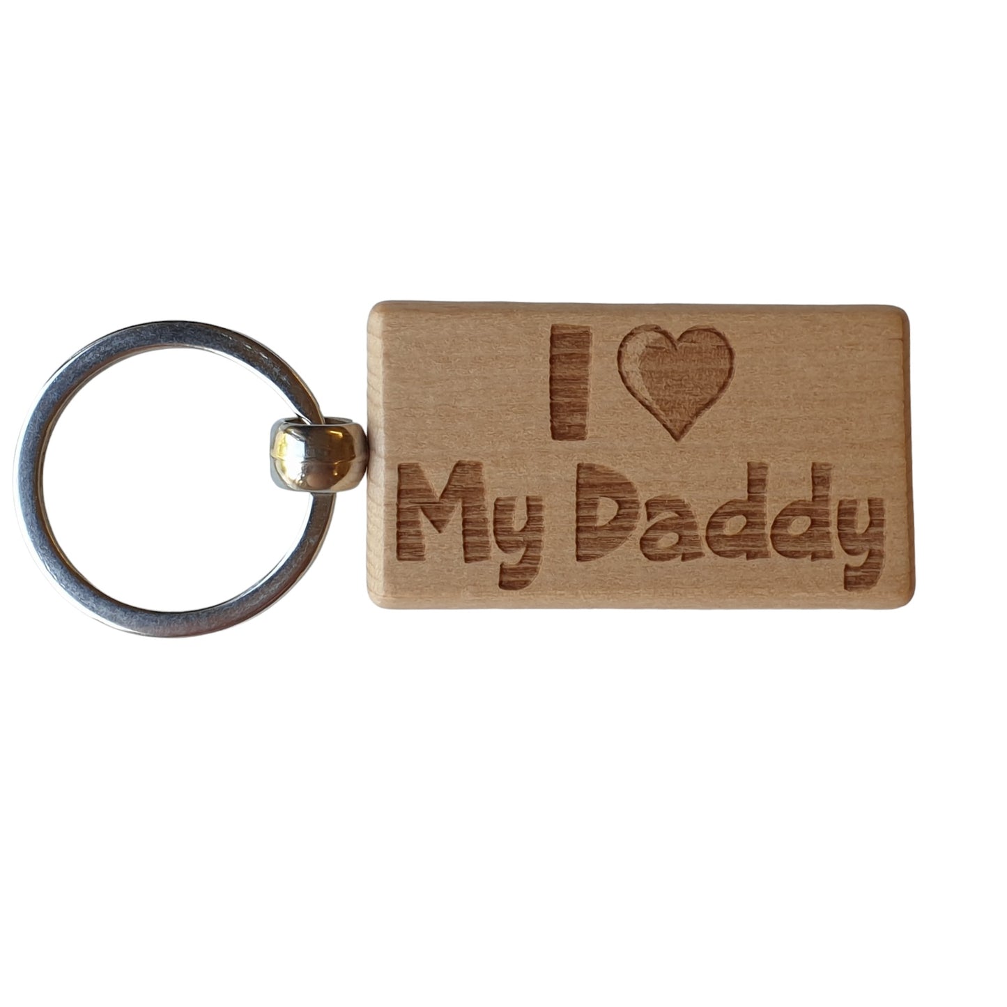 Daddy Keyring Gift - I Love Heart My - Cute Engraved Wooden Keyring Funny Novelty Nice Custom Present