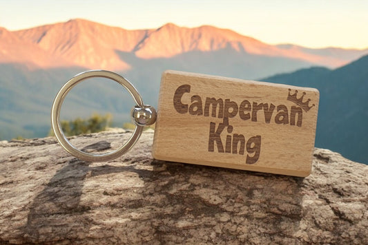 Campervan Keyring Gift Campervan King Cute Engraved Wooden Key Fob Fun Novelty Nice Custom Present