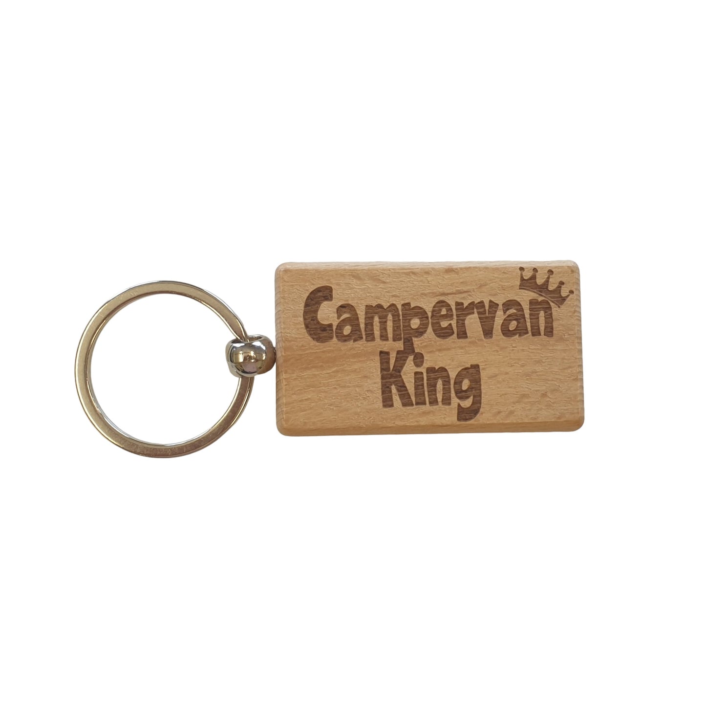 Campervan Keyring Gift Campervan King Cute Engraved Wooden Key Fob Fun Novelty Nice Custom Present