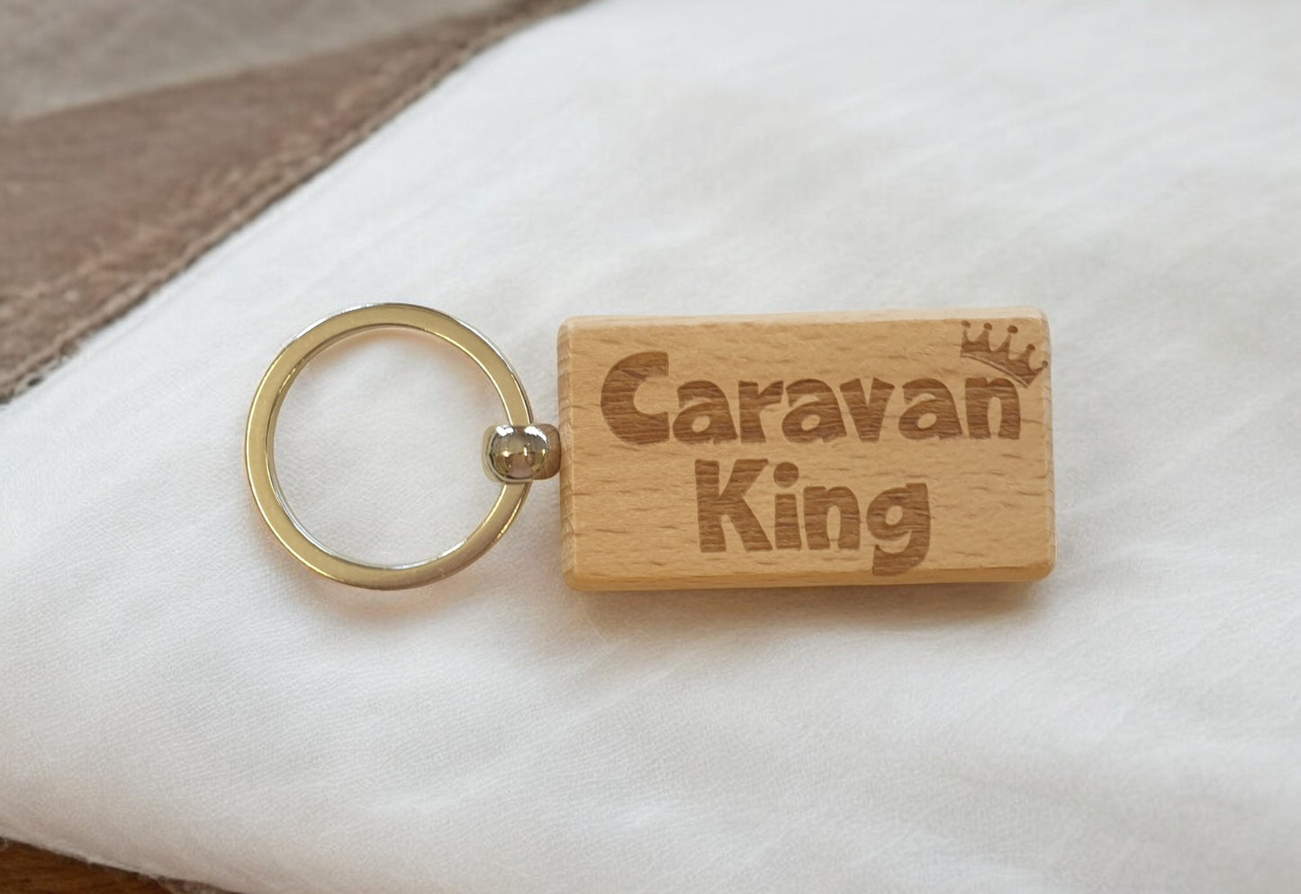 Caravan Keyring Gift Caravan King Cute Engraved Wooden Key Fob Fun Novelty Nice Custom Present