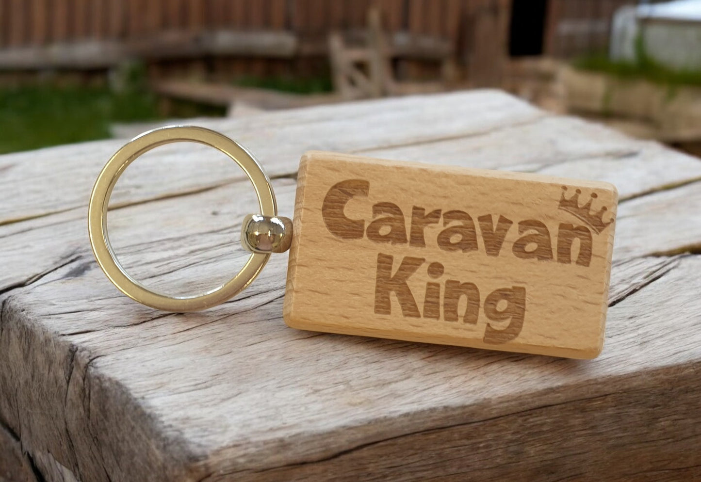 Caravan Keyring Gift Caravan King Cute Engraved Wooden Key Fob Fun Novelty Nice Custom Present