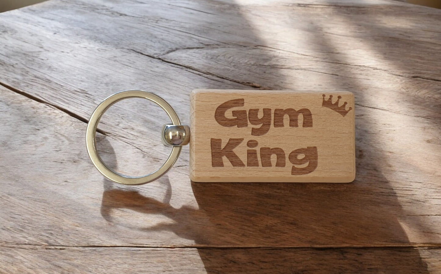 Gym Keyring Gift Gym King Cute Engraved Wooden Key Fob Fun Novelty Nice Custom Present