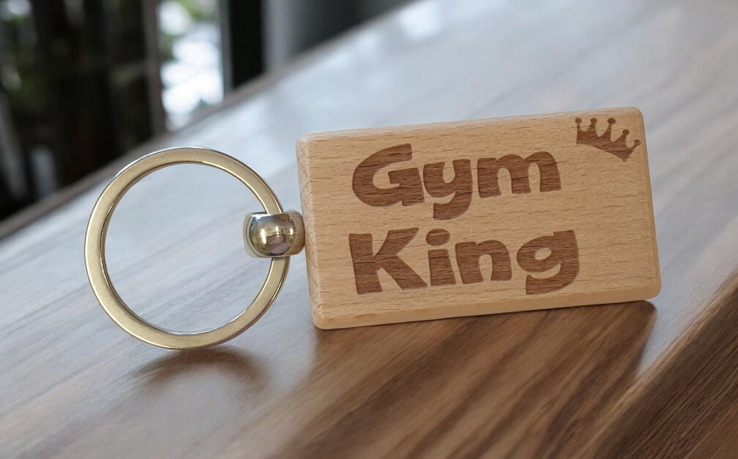 Gym Keyring Gift Gym King Cute Engraved Wooden Key Fob Fun Novelty Nice Custom Present