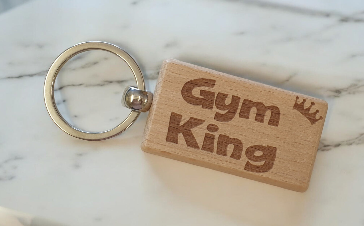 Gym Keyring Gift Gym King Cute Engraved Wooden Key Fob Fun Novelty Nice Custom Present