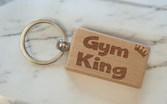 Gym Keyring Gift Gym King Cute Engraved Wooden Key Fob Fun Novelty Nice Custom Present