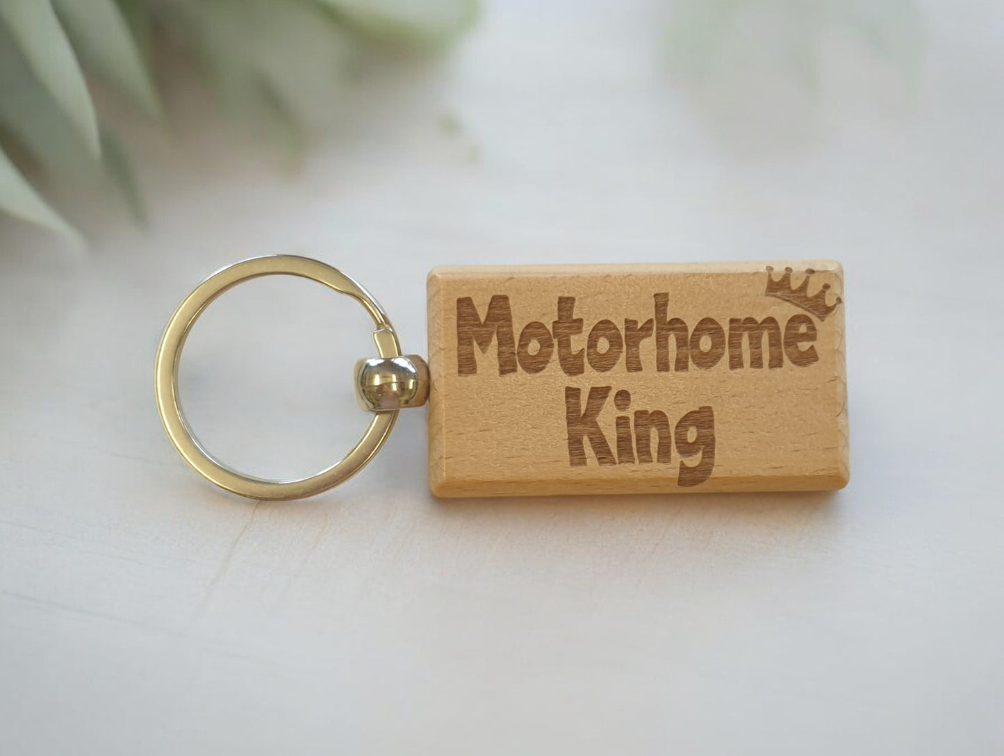 Motorhome Keyring Gift Motorhome King Cute Engraved Wooden Key Fob Fun Novelty Nice Custom Present