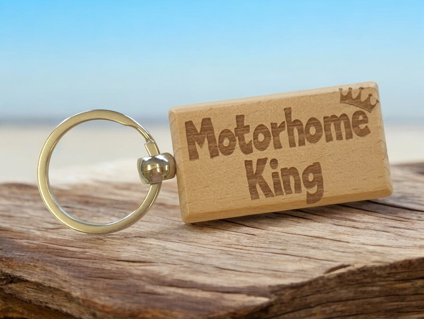 Motorhome Keyring Gift Motorhome King Cute Engraved Wooden Key Fob Fun Novelty Nice Custom Present