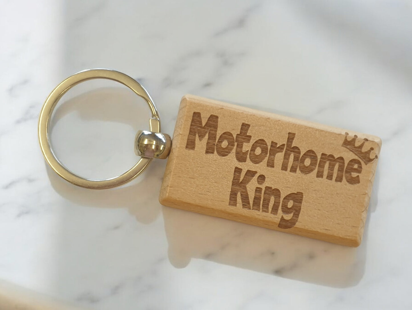 Motorhome Keyring Gift Motorhome King Cute Engraved Wooden Key Fob Fun Novelty Nice Custom Present