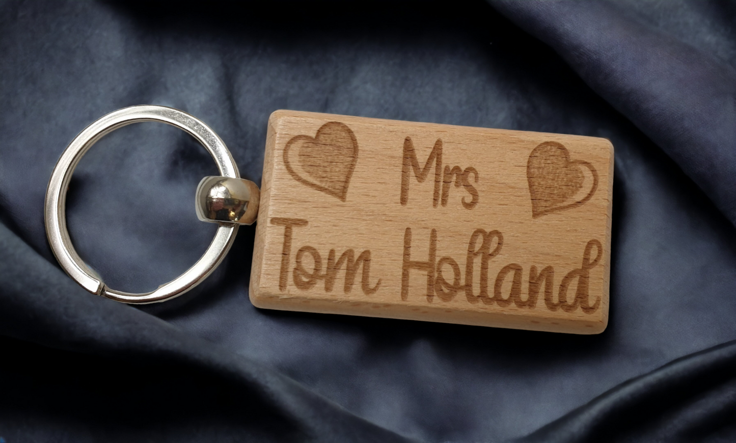 Mrs Tom Holland Keyring Gift - Engraved Wood Movie Fan Birthday Fun Cute Novelty Present