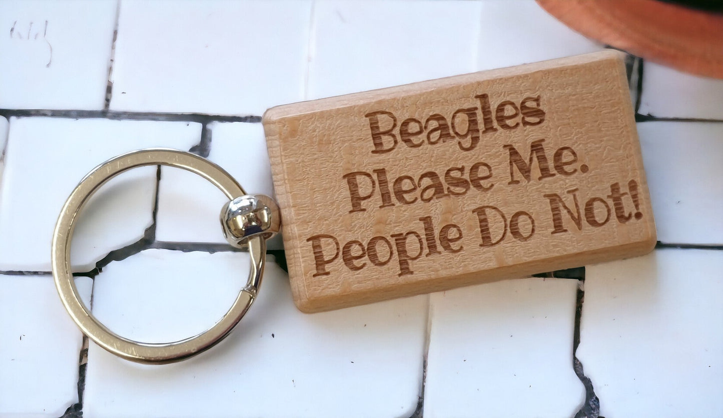 Border Collie Keyring Gift - * Please Me People Do Not - Nice Cute Engraved Wooden Key Fob Novelty Dog Owner Present