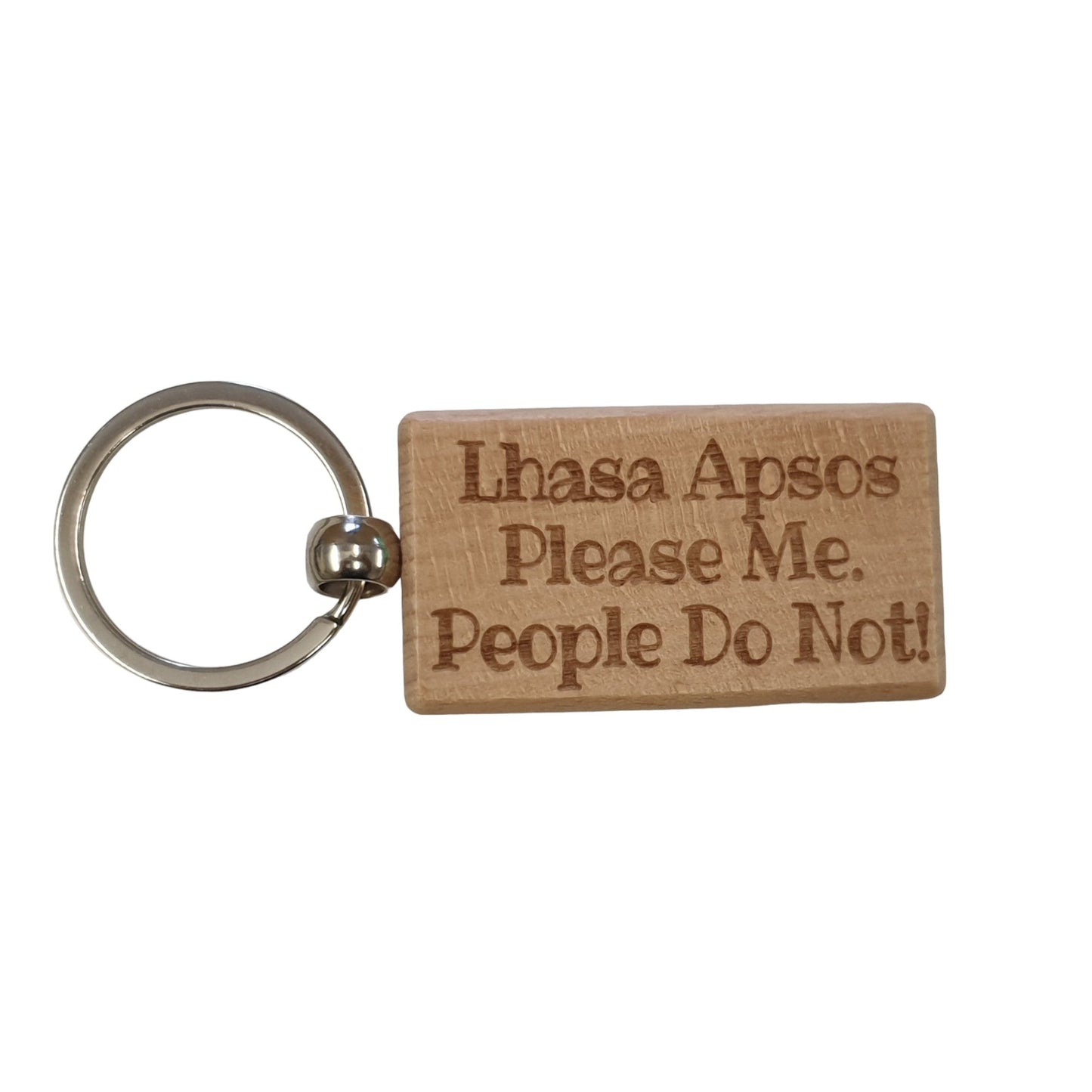 Lurcher Keyring Gift - * Please Me People Do Not - Nice Cute Engraved Wooden Key Fob Novelty Dog Owner Present