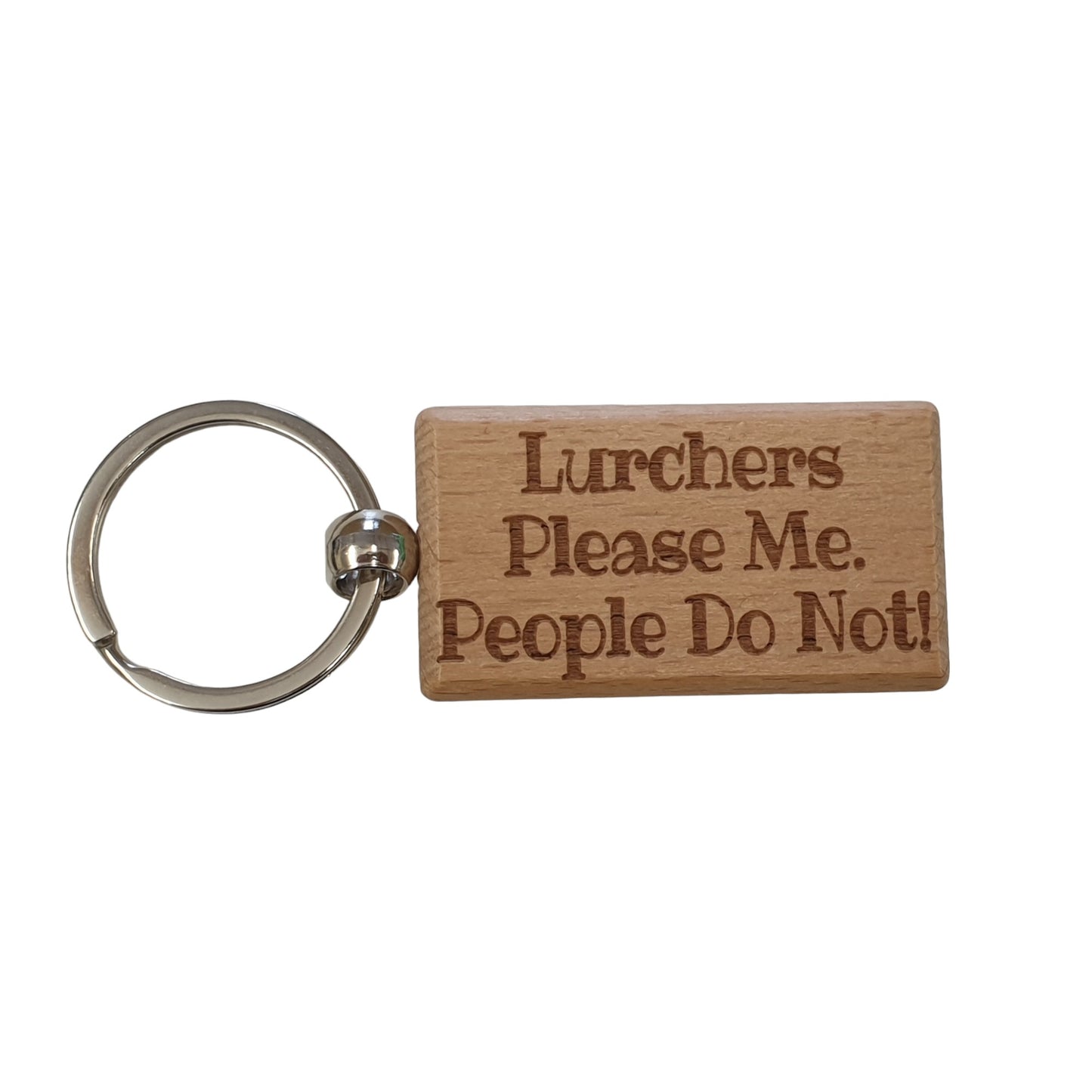 Lurcher Keyring Gift - * Please Me People Do Not - Nice Cute Engraved Wooden Key Fob Novelty Dog Owner Present