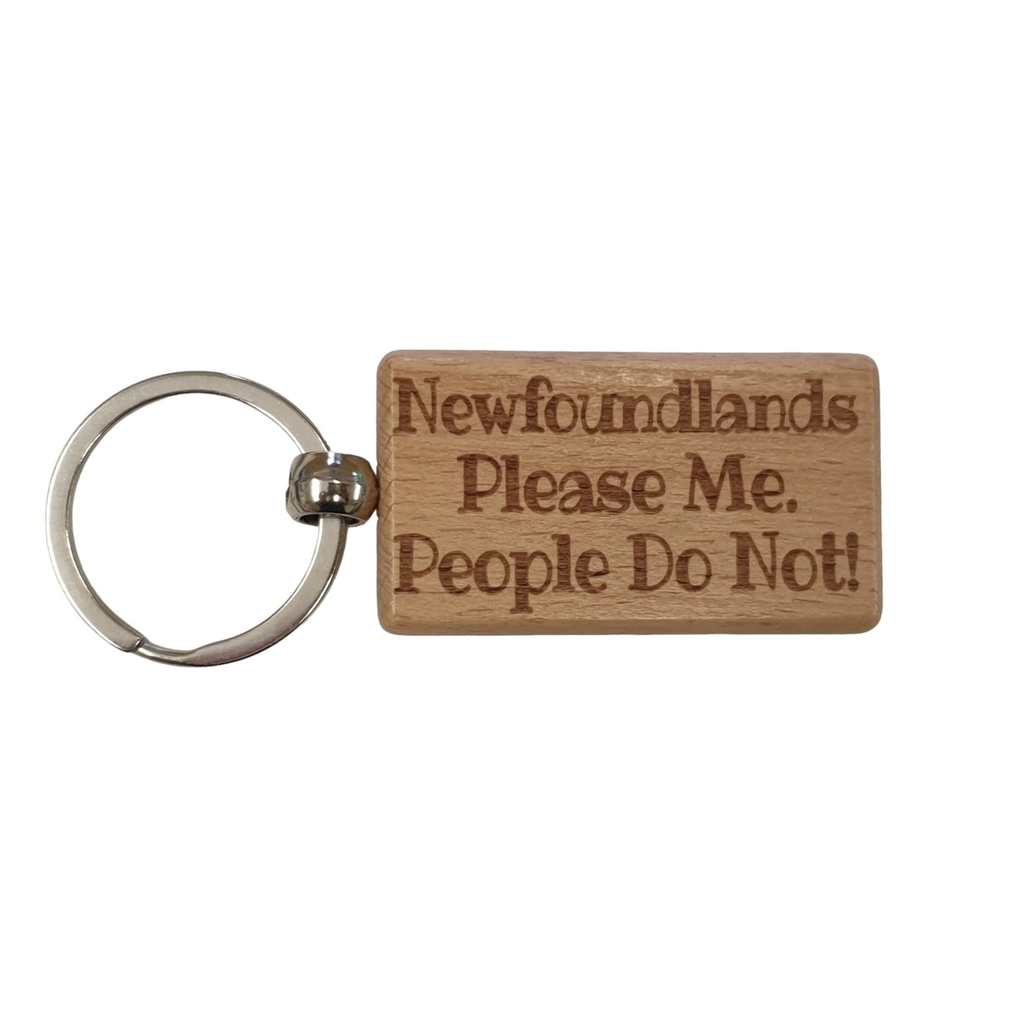 Newfoundland Newfie Keyring Gift - * Please Me People Do Not - Nice Cute Engraved Wooden Key Fob Novelty Dog Owner Present