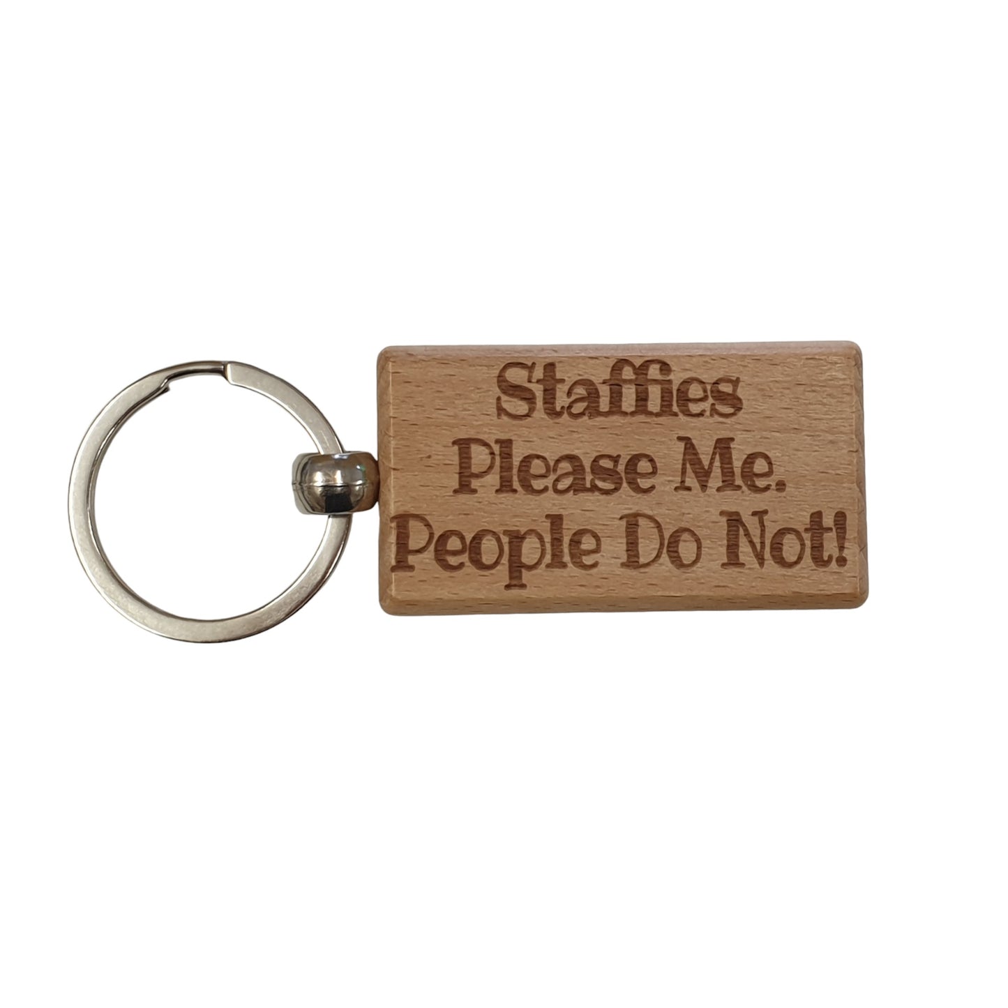 Staffie Keyring Gift - * Please Me People Do Not - Nice Cute Engraved Wooden Key Fob Novelty Dog Owner Present