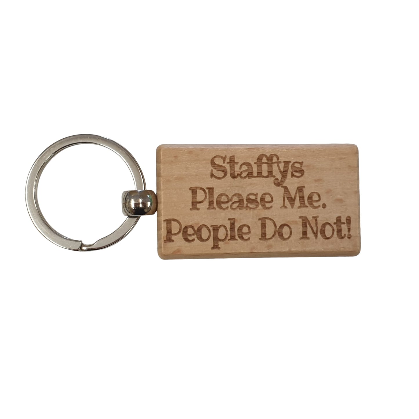 Staffy Keyring Gift - * Please Me People Do Not - Nice Cute Engraved Wooden Key Fob Novelty Dog Owner Present