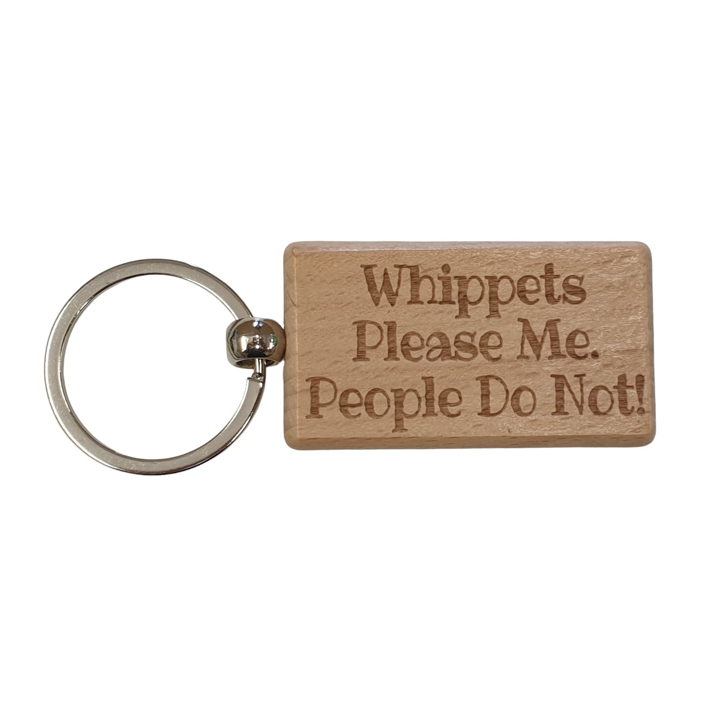 Whippet Keyring Gift - * Please Me People Do Not - Nice Cute Engraved Wooden Key Fob Novelty Dog Owner Present