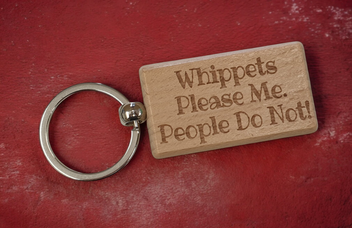 Whippet Keyring Gift - * Please Me People Do Not - Nice Cute Engraved Wooden Key Fob Novelty Dog Owner Present