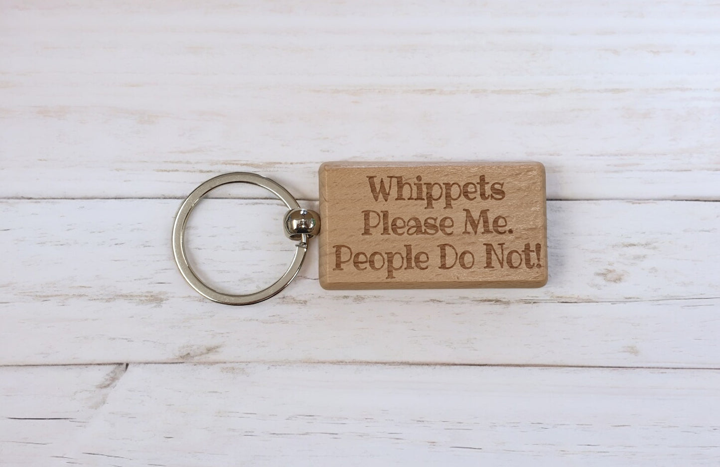 Whippet Keyring Gift - * Please Me People Do Not - Nice Cute Engraved Wooden Key Fob Novelty Dog Owner Present