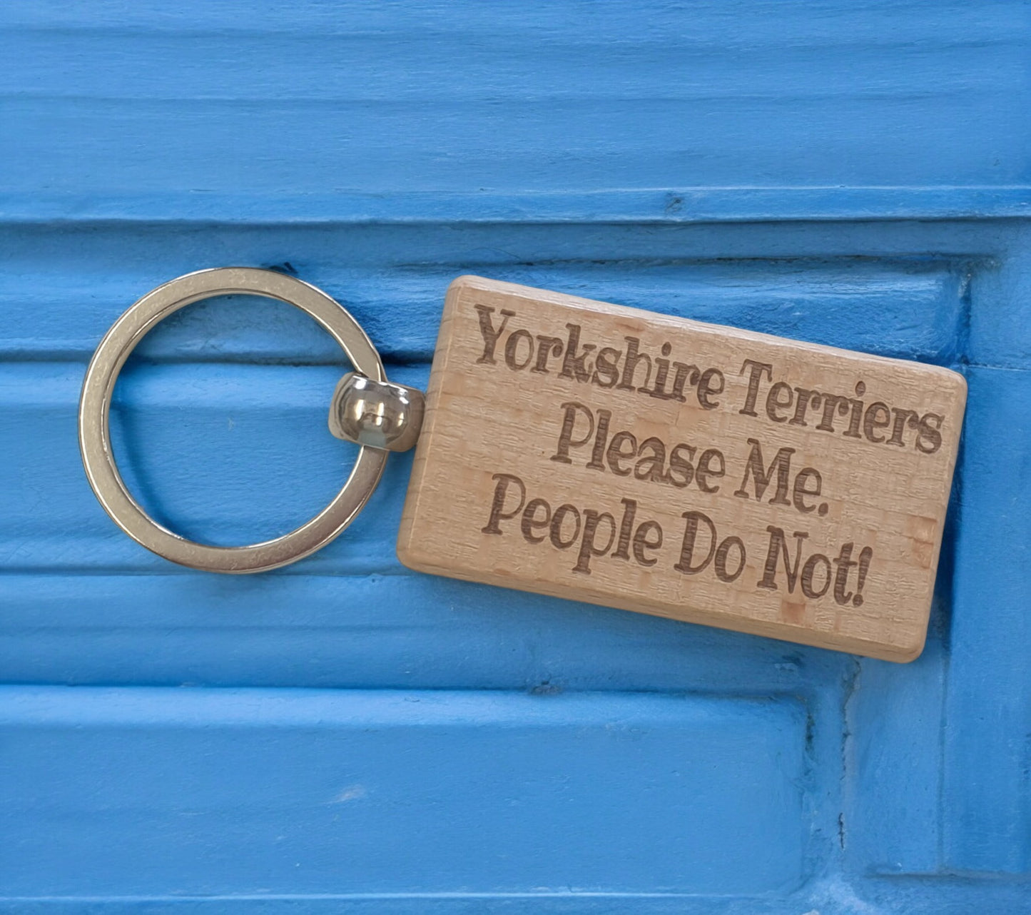 Yorkshire Terrier Keyring Gift - * Please Me People Do Not - Nice Cute Engraved Wooden Key Fob Novelty Dog Owner Present