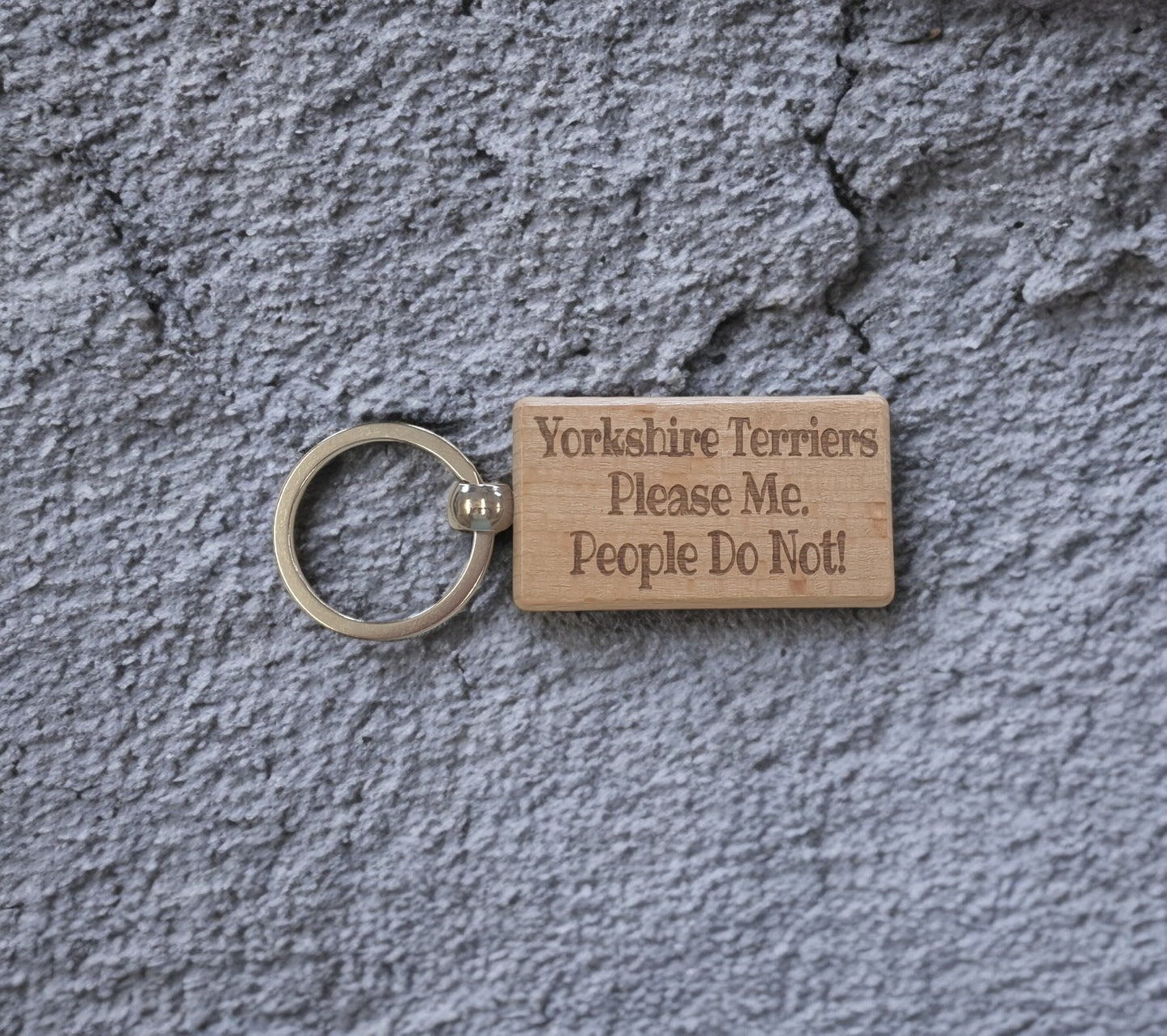 Yorkshire Terrier Keyring Gift - * Please Me People Do Not - Nice Cute Engraved Wooden Key Fob Novelty Dog Owner Present