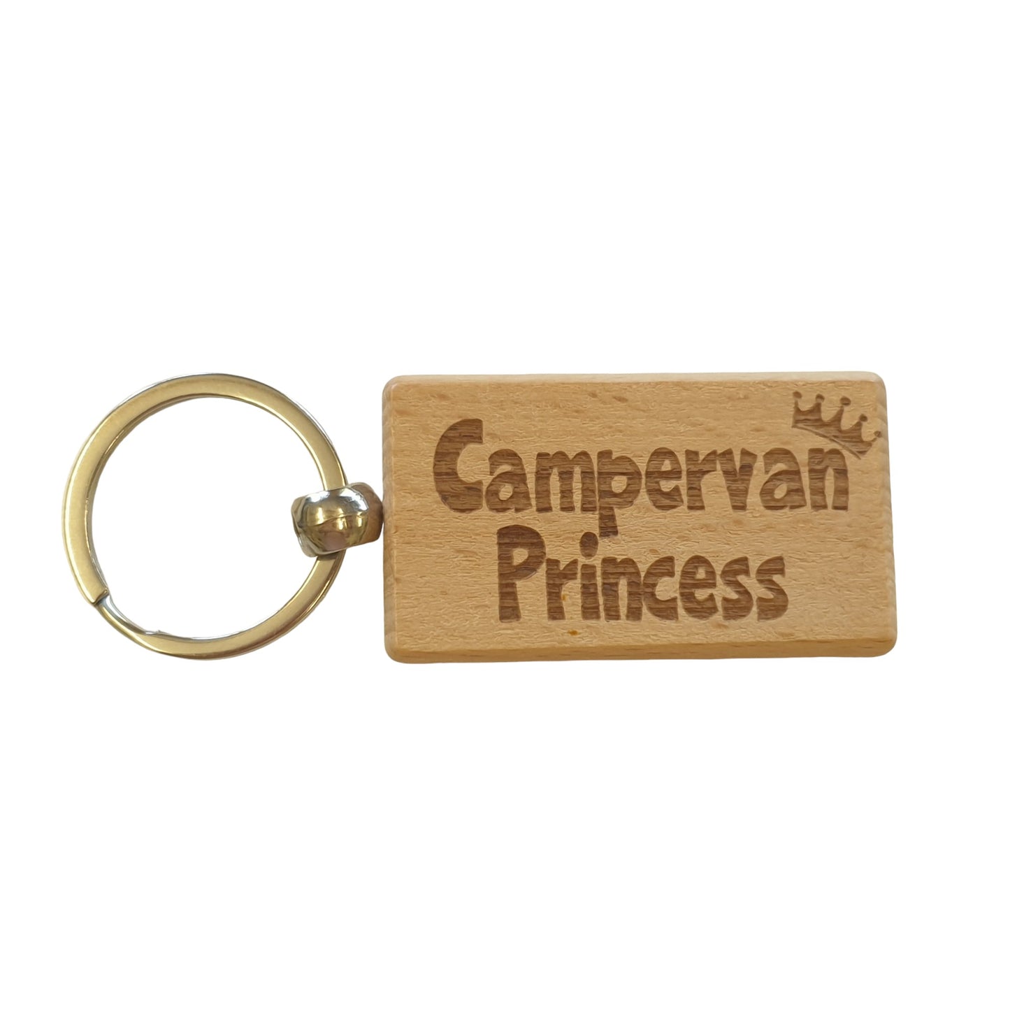 Campervan Keyring Gift Campervan Princess Cute Engraved Wooden Key Fob Fun Novelty Nice Custom Present