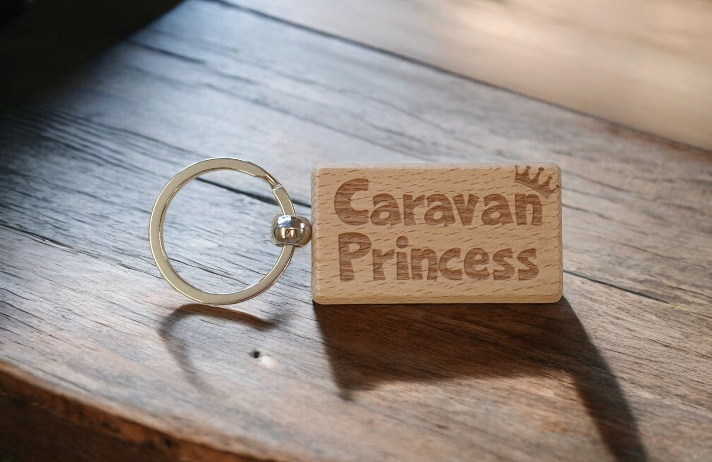 Caravan Keyring Gift Caravan Princess Cute Engraved Wooden Key Fob Fun Novelty Nice Custom Present