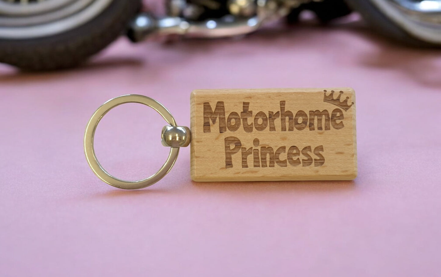 Motorhome Keyring Gift Motorhome Princess Cute Engraved Wooden Motorhome Key Fob Fun Novelty Nice Custom Present