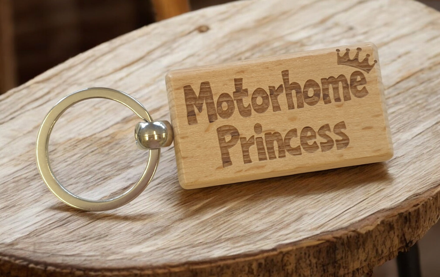 Motorhome Keyring Gift Motorhome Princess Cute Engraved Wooden Motorhome Key Fob Fun Novelty Nice Custom Present