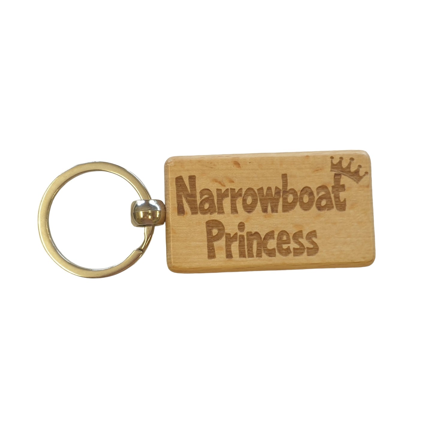 Boating Keyring Gift Narrowboat Princess Cute Engraved Wooden Key Fob Fun Novelty Nice Custom Present