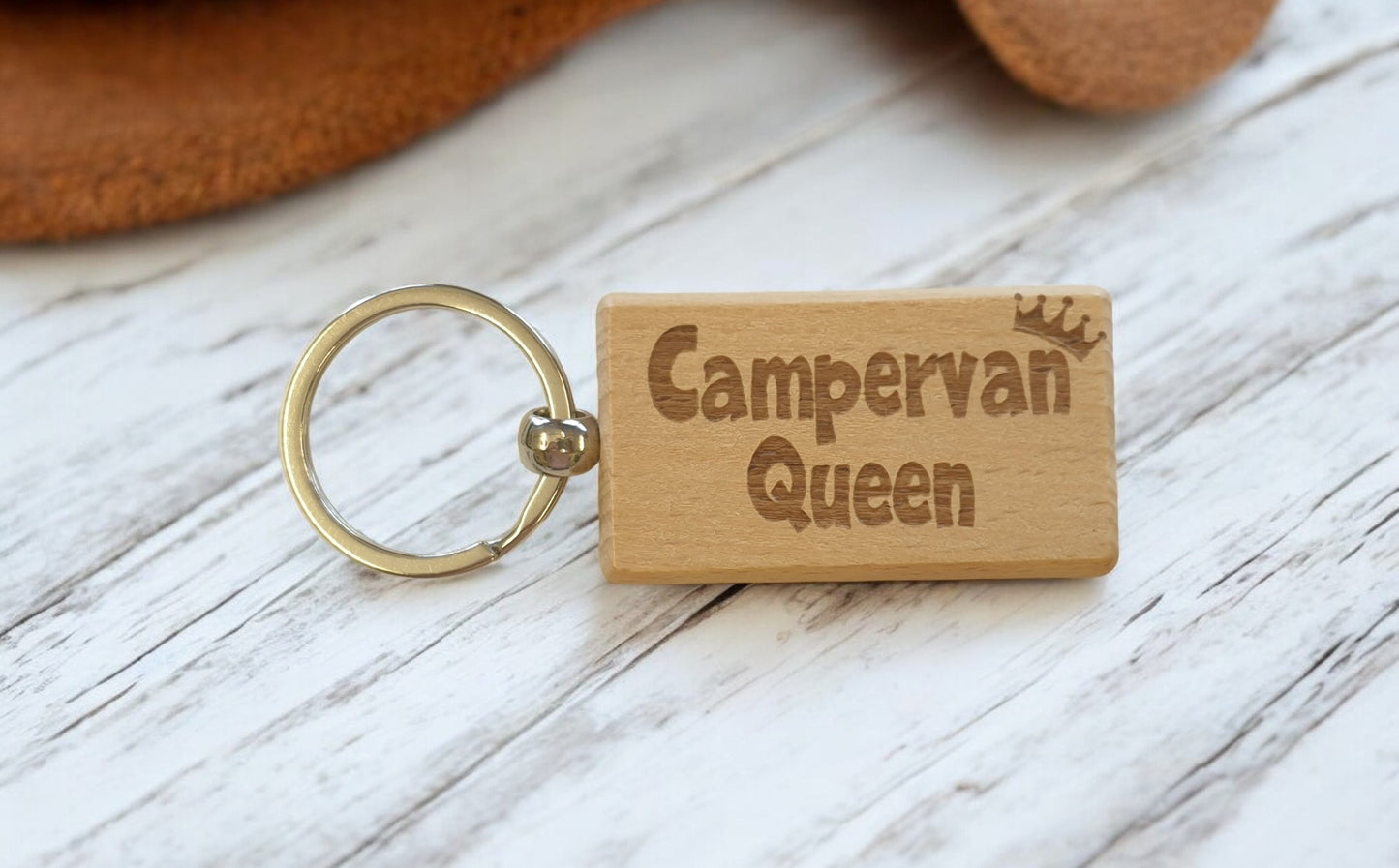 Campervan Keyring Gift Campervan Queen Cute Engraved Wooden Key Fob Fun Novelty Nice Custom Present