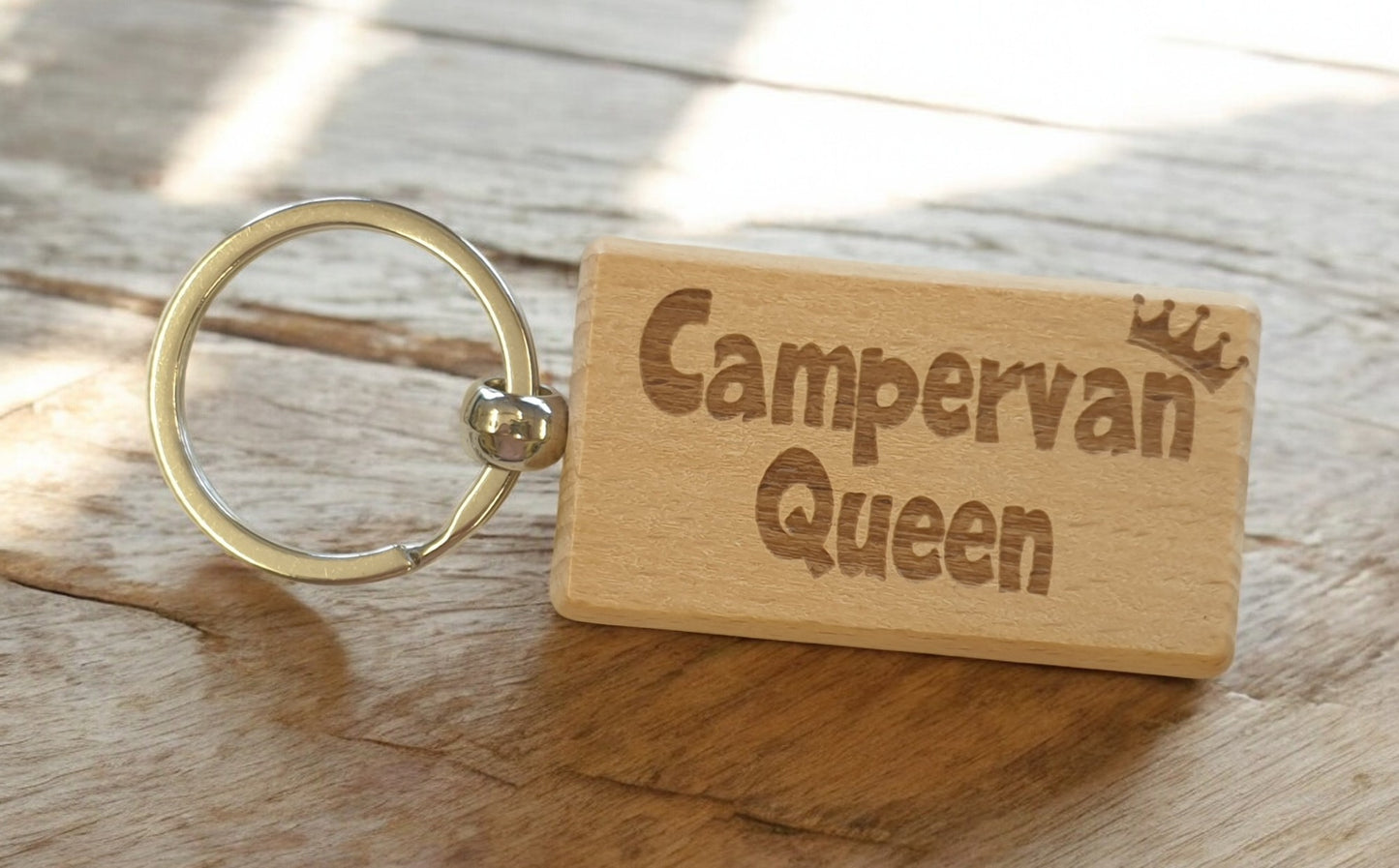 Campervan Keyring Gift Campervan Queen Cute Engraved Wooden Key Fob Fun Novelty Nice Custom Present