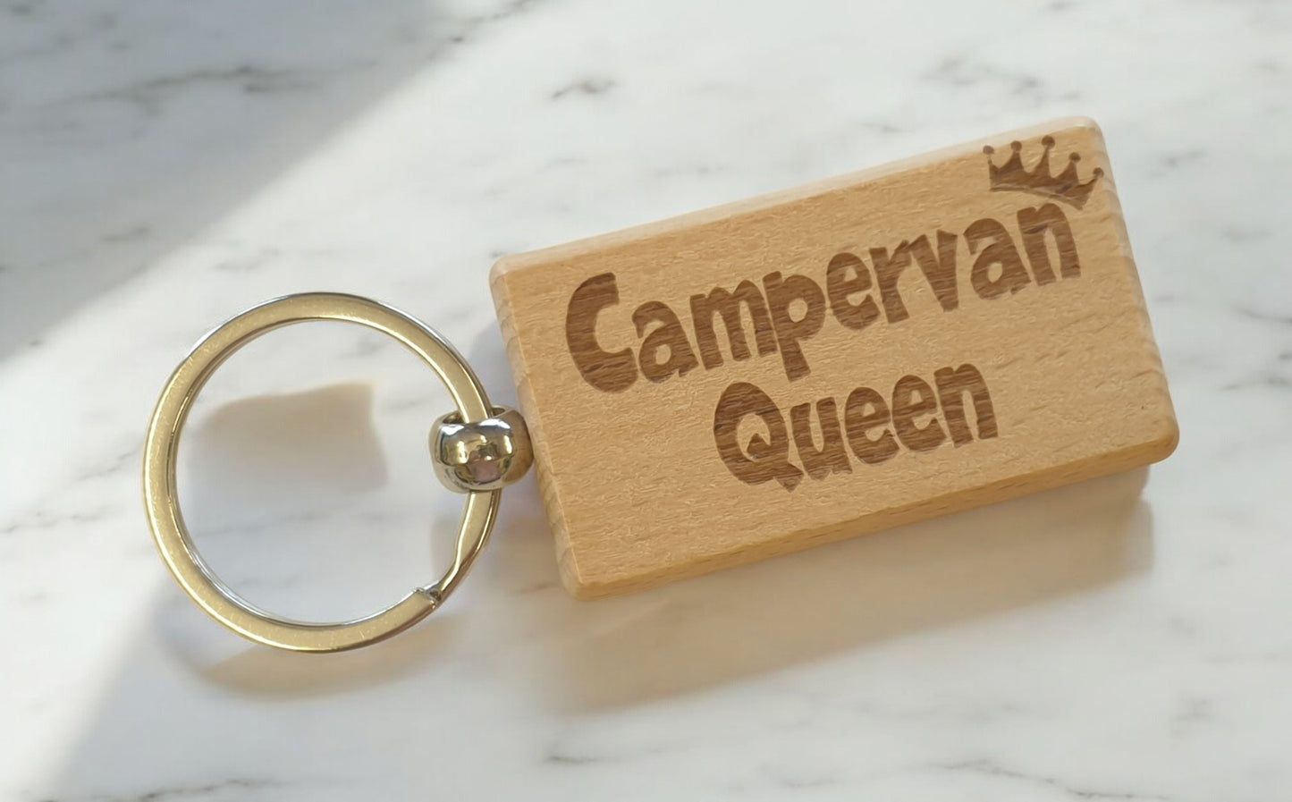 Campervan Keyring Gift Campervan Queen Cute Engraved Wooden Key Fob Fun Novelty Nice Custom Present