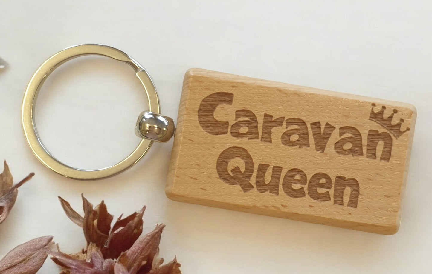 Caravan Keyring Gift Caravan Queen Cute Engraved Wooden Key Fob Fun Novelty Nice Custom Present