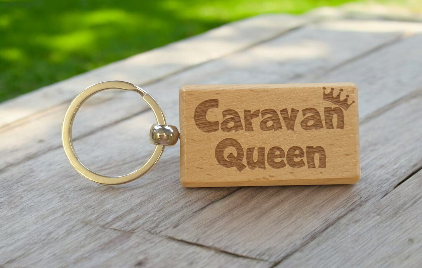 Caravan Keyring Gift Caravan Queen Cute Engraved Wooden Key Fob Fun Novelty Nice Custom Present