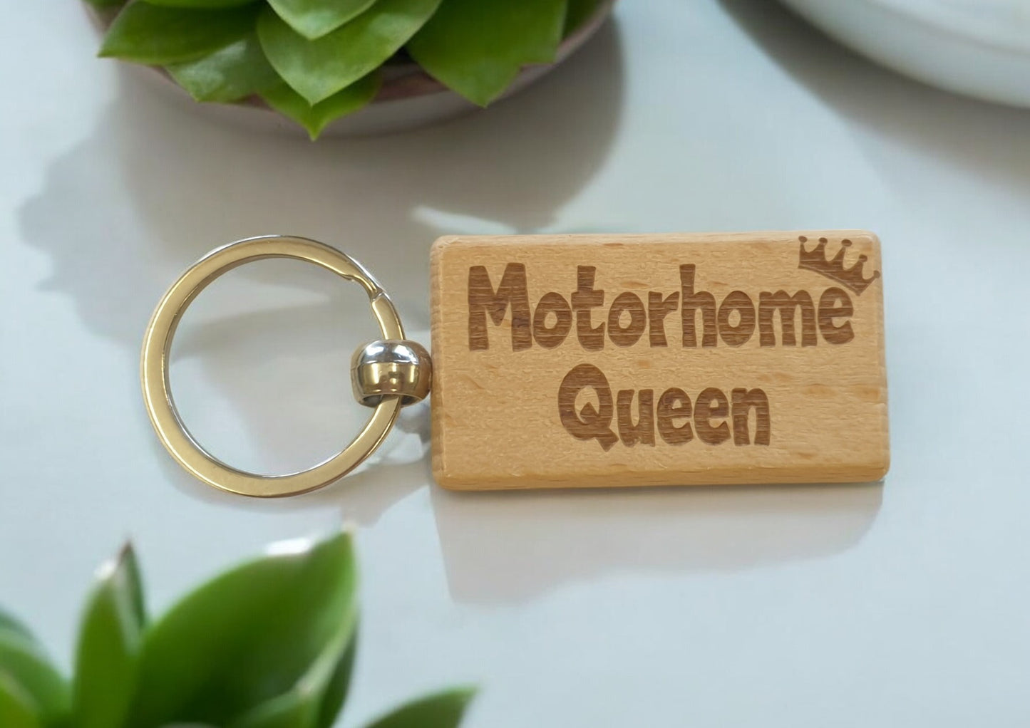 Motorhome Keyring Gift Motorhome Queen Cute Engraved Wooden Motorhome Key Fob Fun Novelty Nice Custom Present