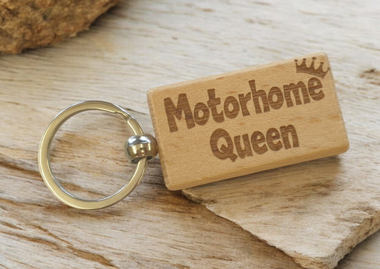 Motorhome Keyring Gift Motorhome Queen Cute Engraved Wooden Motorhome Key Fob Fun Novelty Nice Custom Present