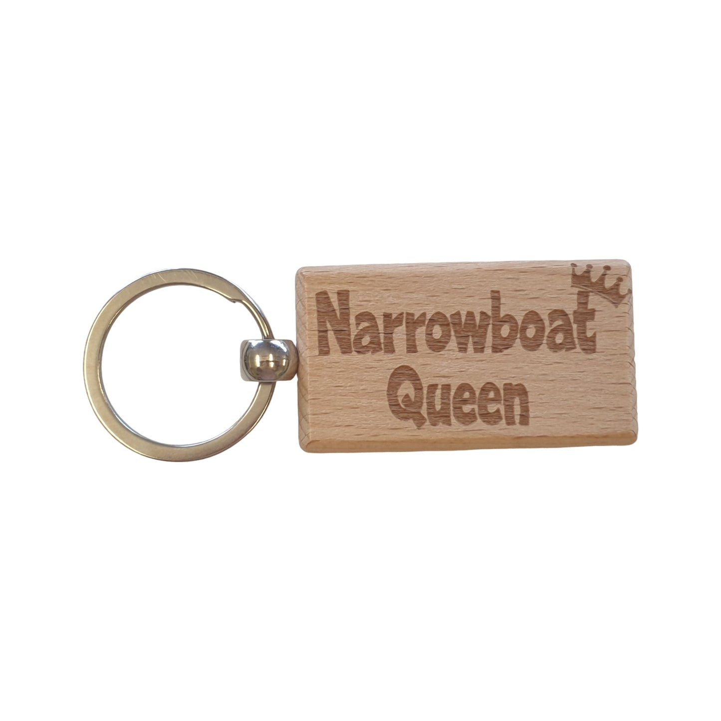 Boating Keyring Gift Narrowboat Queen Cute Engraved Wooden Key Fob Fun Novelty Nice Custom Present