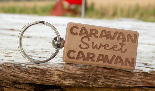 Caravan Keyring Gift Caravan Sweet Caravan Cute Engraved Wooden Key Fob Fun Novelty Nice Present