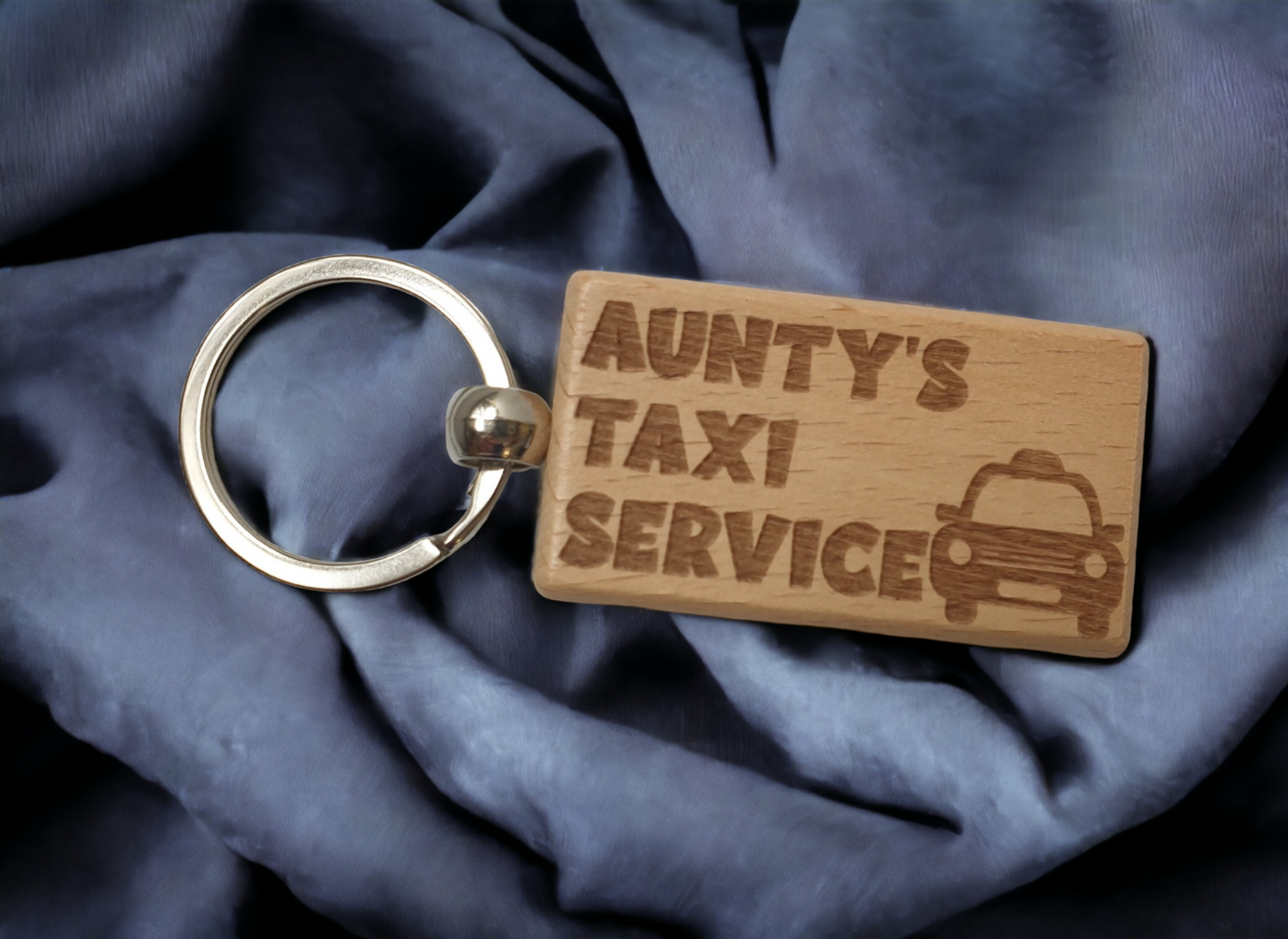 Aunty Keyring Gift - Aunty's Taxi Service - Cute Engraved Wooden Keyring Funny Novelty Nice Custom Present