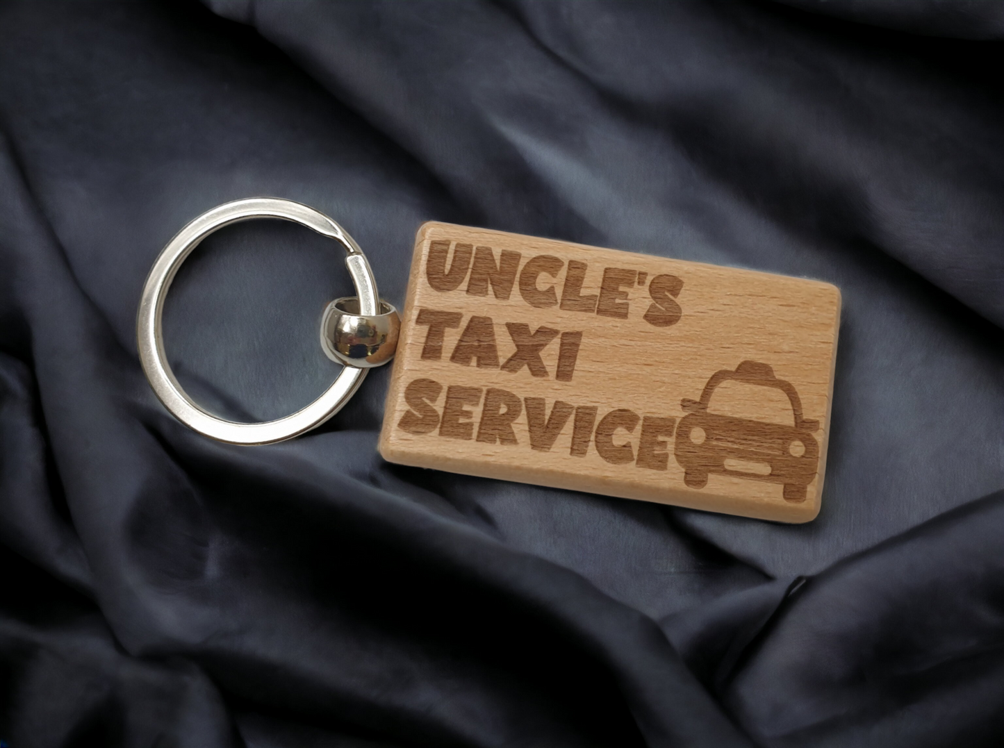 Uncle Keyring Gift - Uncle's Taxi Service - Cute Engraved Wooden Keyring Funny Novelty Nice Custom Present