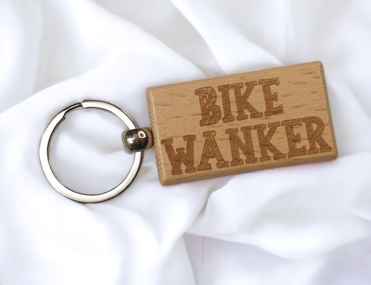 Bike Keyring Gift Bike Wanker Cute Engraved Wooden Rider Key Fob Fun Novelty Nice Custom Present