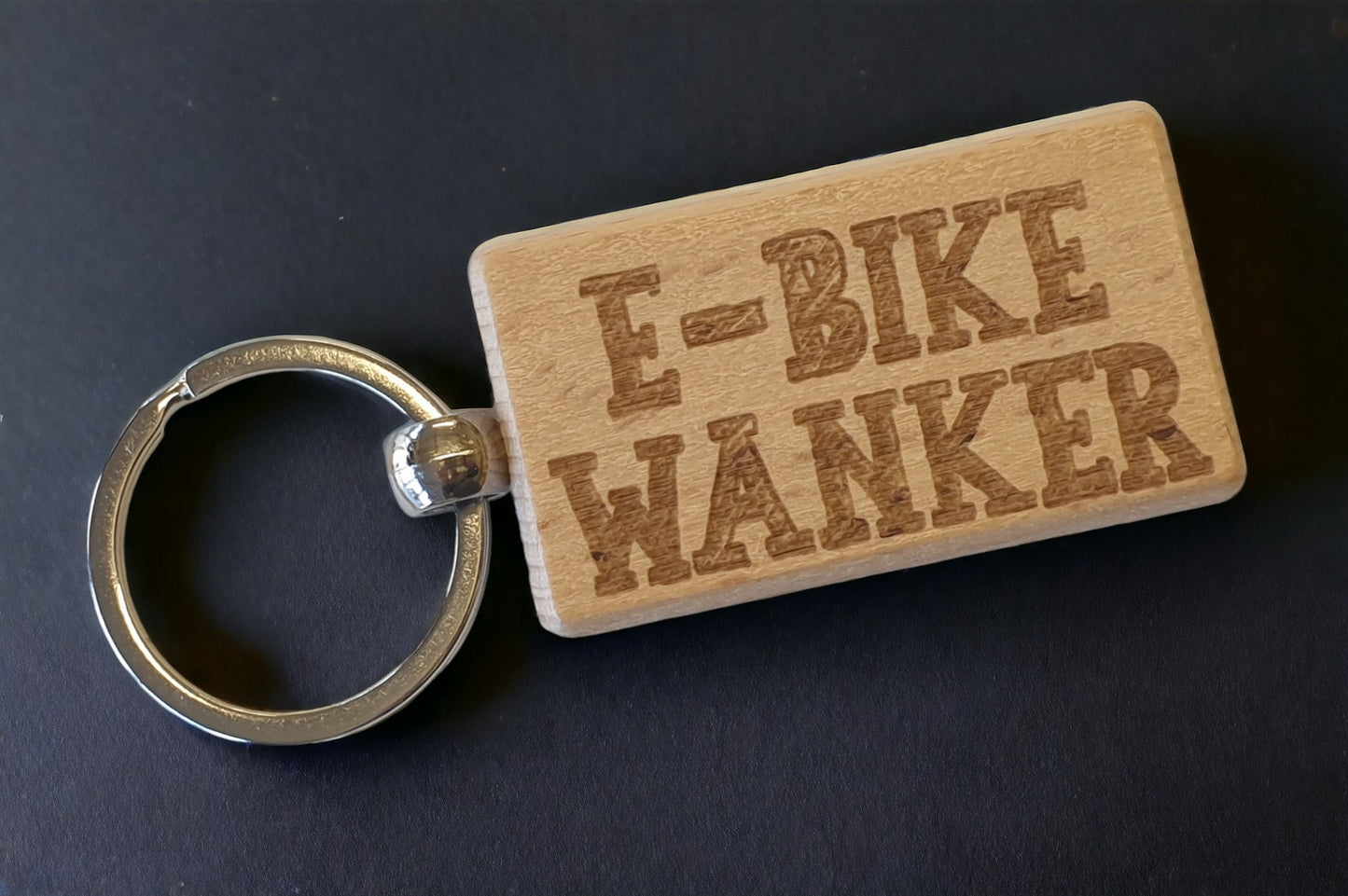 E-Bike Keyring Gift E-Bike Wanker Cute Engraved Wooden Bicycle Rider Key Fob Fun Novelty Nice Custom Present