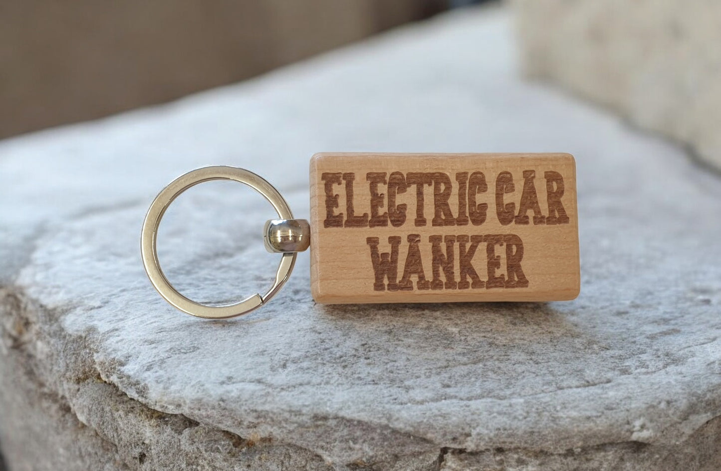 Electric Car Wanker Keyring Gift Rude Cute Engraved Wooden Driver Key Fob Fun Novelty Nice Custom Present