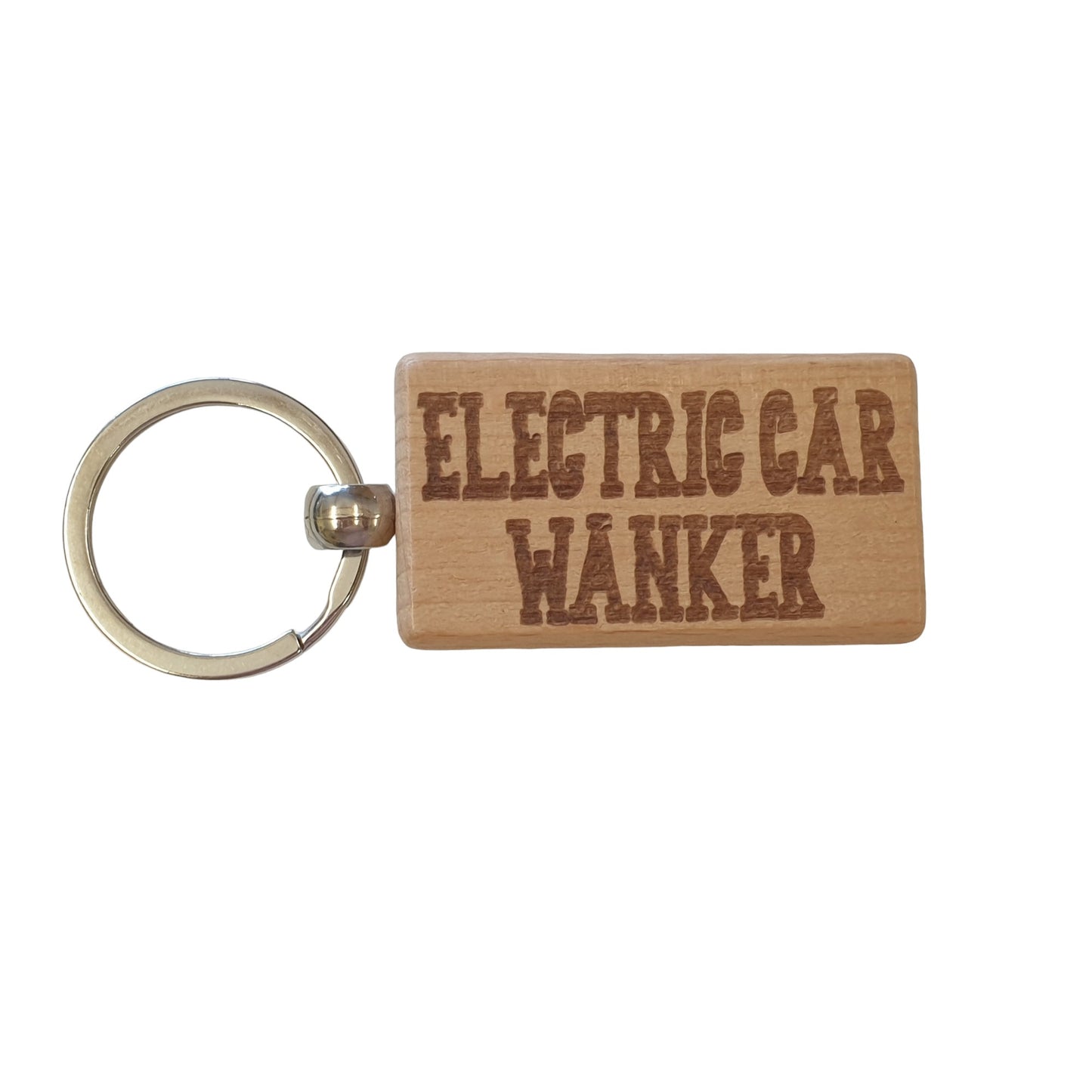 Electric Car Wanker Keyring Gift Rude Cute Engraved Wooden Driver Key Fob Fun Novelty Nice Custom Present