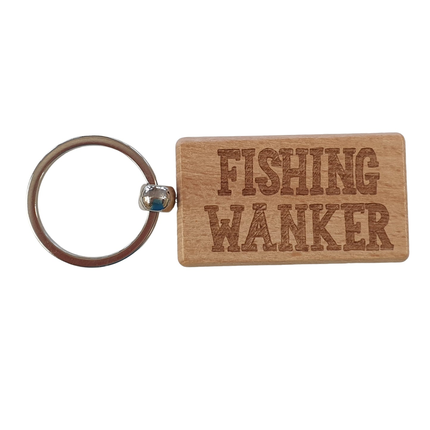 Fishing Keyring Gift - Fishing Wanker - Cute Engraved Wooden Angling Key Fob Fun Novelty Nice Custom Present