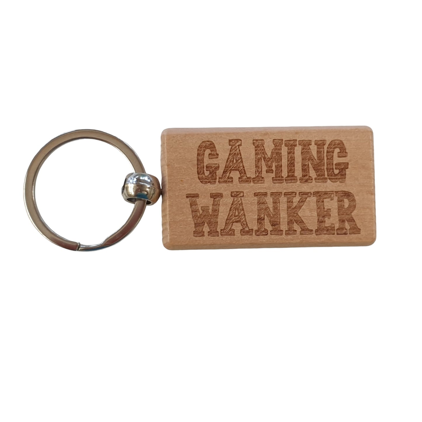 Videogame Keyring Gift - Gaming Wanker - Cute Engraved Wooden Gamer Key Fob Fun Nice Custom Present