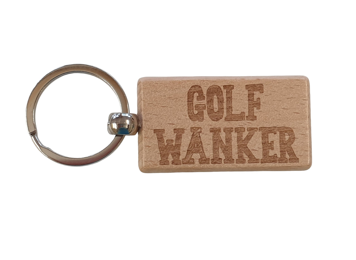 Golfing Keyring Gift - Golf Wanker - Cute Engraved Wooden Golfer Key Fob Fun Nice Custom Present